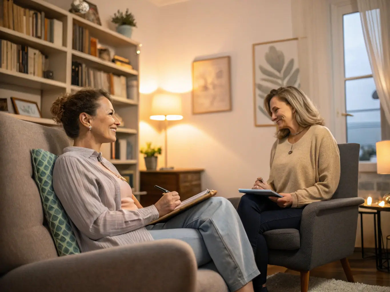 A serene image representing a therapy session focused on emotional regulation, using neutral colors to convey calmness and support for neurodivergent individuals.